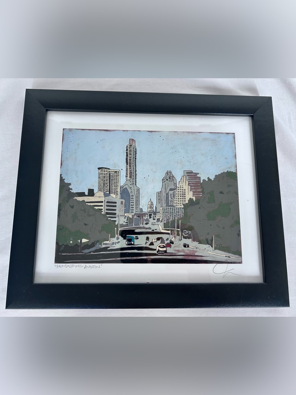 Downtown Austin Texas Skyline Framed Art Print Signed Cityscape